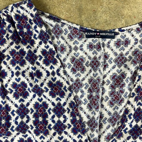 Brandy Melville Blue and White Geometric DressSize: Small - Picture 2 of 7